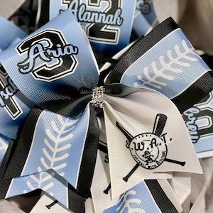 Custom Softball Bow Personalized - you choose custom colors - TEAM DISCOUNTS