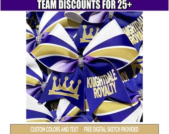 Custom Sublimated Crown Cheer Bow - you choose custom colors