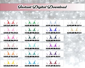 20-Farben-Bundle – Tailless Ombre Flames – Cheer Bow Grafik Digitaler Download – Sublimationsvorlagendatei