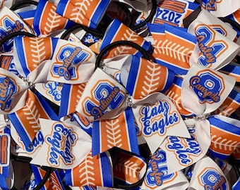 Custom Softball Pigtail Bows - you choose custom colors - team discounts available