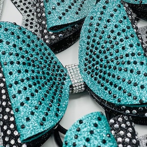 Dolly Style Rhinestone & Glitter Tailless Cheer Bow - TEAM DISCOUNTS AVAILABLE - designed in your team colors