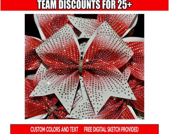 Ombre Glitter & Rhinestone Cheer Bow