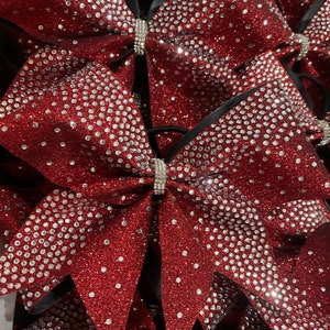 Maroon Glitter & Rhinestone Cheer Bow - all glitter colors available - Team Discounts