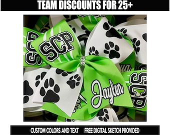 Custom Glitter Cheer Bow, Team Colors, Personalized Name - Etsy