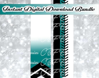 Teal & Black Softball Cheer Bow Sublimation Graphic Digital Download