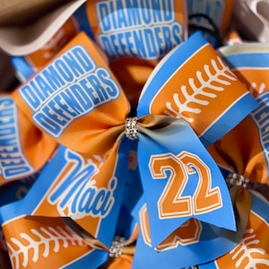 TEAM DISCOUNTS AVAILABLE - Custom Softball Bow Personalized - designed with your team colors
