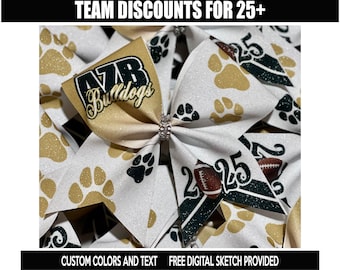 Custom Paw Print Cheer Bow – Personalized Team Colors