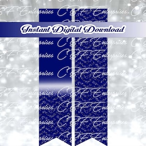 Glitter Chevron Blue Cheer Bow Sublimation Graphic Digital Download