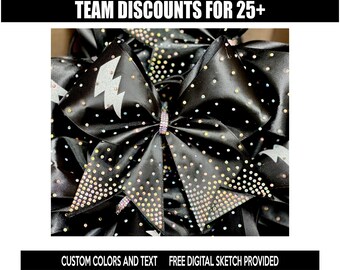Satin Lightning Rhinestone Cheer Bow