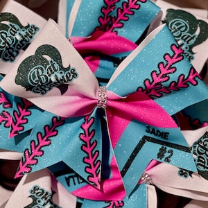 Custom Softball Bow Personalized - designed with your team colors - TEAM DISCOUNTS AVAILABLE