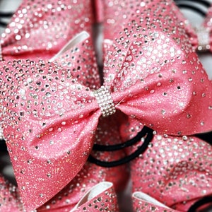 Rhinestone & Glitter Tailless Cheer Bow - TEAM DISCOUNTS AVAILABLE - designed in your team color