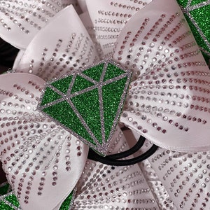 Diamond 3D Center Rhinestone & Satin Tailless Cheer Bow - TEAM DISCOUNTS AVAILABLE - designed in your team colors