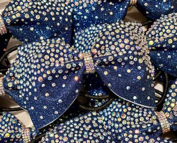 Rhinestone & Glitter Tailless Cheer Bow - You Choose Colors  display picture 1