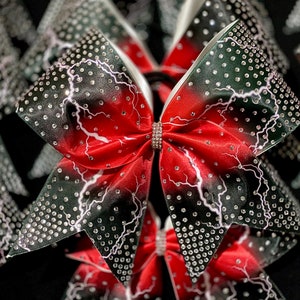 Custom Electric Lightning Ombre Satin & Rhinestone Cheer Bow - your team colors - Team Discounts Available
