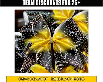 Electric Lightning Rhinestone Cheer Bow – Custom Team Colors