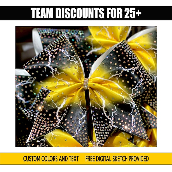 Electric Lightning Rhinestone Cheer Bow – Custom Team Colors