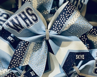 Glitter & Rhinestone Personalized Cheer Bow - custom colors and text - Team Discounts
