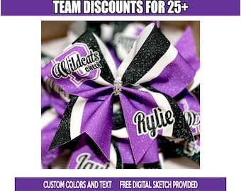 Fiocco da cheerleader personalizzato con stampa a sublimazione: colori della tua squadra, logo, nome