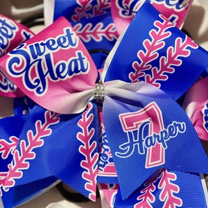 TEAM DISCOUNTS AVAILABLE - Custom Softball Bow Personalized - you choose custom colors -