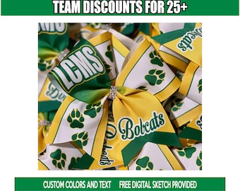 Custom Sublimated Paw Print Cheer Bow custom colors