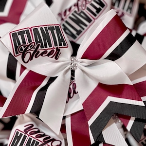 TEAM DISCOUNTS AVAILABLE - Custom Sublimated School Initials Cheer Bow - you choose custom colors