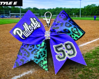 Custom Softball Bow Glitter Keychain - you choose custom colors - TEAM DISCOUNTS