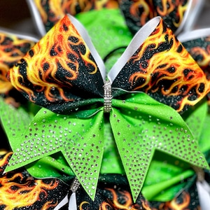 Ombre Flames Glitter & Rhinestone Cheer Bow - you choose colors - Team Discounts