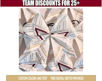 Custom Satin & Rhinestone Cheer Bow - you choose custom colors - Team Discounts