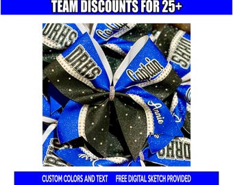 Glitter Rhinestone Personalized Cheer Bow Captain