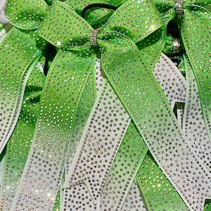 Custom Collegiate Long Tails Skinny Glitter Ombre Cheer Bow - you choose custom colors - TEAM DISCOUNTS AVAILABLE