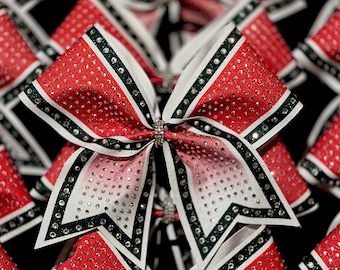 TEAM DISCOUNTS AVAILABLE - Glitter & Rhinestone Custom Cheer Bow - designed in your team colors