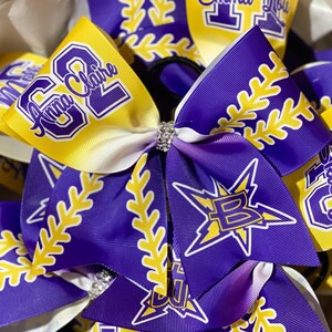 Custom Softball Bow Personalized - designed with your team colors - TEAM DISCOUNTS AVAILABLE