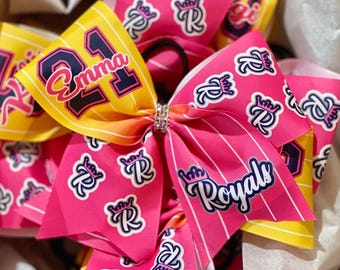 Custom Softball Bow / pigtails / keychain Personalized - you choose custom colors - TEAM DISCOUNTS