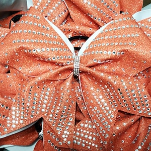 TEAM DISCOUNTS AVAILABLE - Glitter & Rhinestone Cheer Bow - designed in your team colors