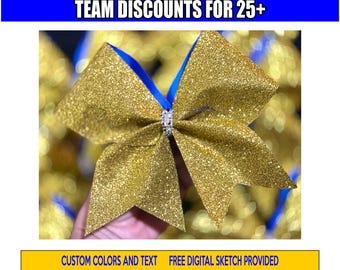 Solid Glitter Cheer Bow - Team Colors