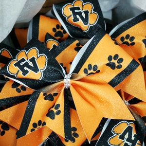 Custom Sublimated Logo  Paw Print Cheer Bow - you choose custom colors