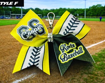 Custom Softball Bow Glitter Keychain - you choose custom colors - TEAM DISCOUNTS