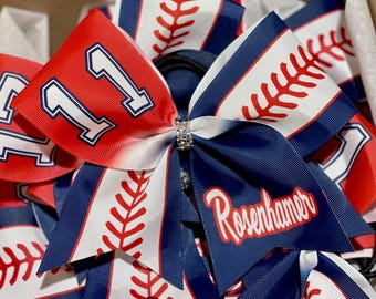 Custom Softball Bow / keychain / pigtails Personalized - designed with your team colors - TEAM DISCOUNTS AVAILABLE
