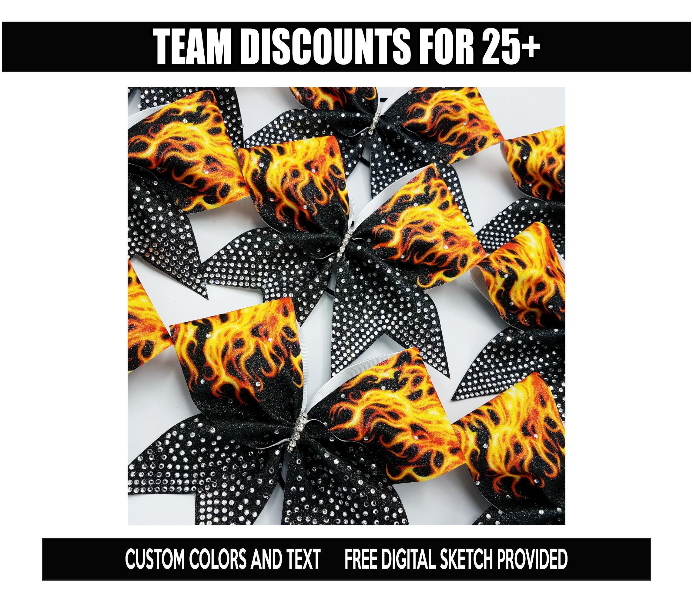 Flames Fire Glitter Rhinestone Cheer Bow - Etsy