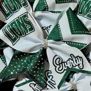 Chevron Glitter & Rhinestone Personalized Cheer Bow - TEAM DISCOUNTS AVAILABLE - designed in your team colors