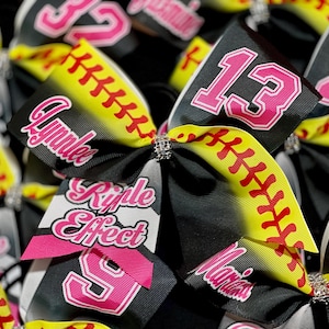 TEAM DISCOUNTS AVAILABLE - Custom Softball Bow Personalized - designed with your team logo, colors and name -