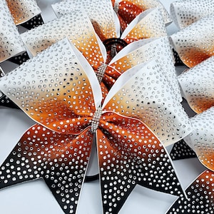 TEAM DISCOUNTS AVAILABLE - Ombre Satin & Rhinestone Cheer Bow - designed in your team colors