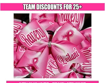 Pink Breast Cancer Awareness Sublimated Cheer Bow -