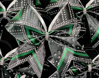 Custom Satin & Rhinestone Cheer Bow - TEAM DISCOUNTS AVAILABLE - designed in your team colors