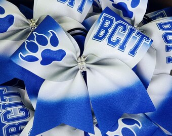 Custom Sublimated Ombre Paw Print Cheer Bow - you choose custom colors - TEAM DISCOUNTS