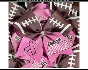 Pink Football Breast Cancer Awareness Sublimated Cheer Bow