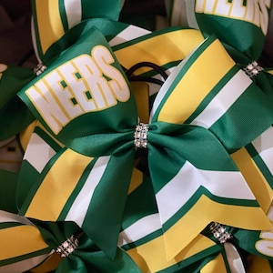 Custom Sublimated School or Team Name Cheer Bow - designed with your team colors - TEAM DISCOUNTS AVAILABLE