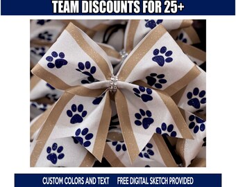 Paw Print Cheer Bow - all colors
