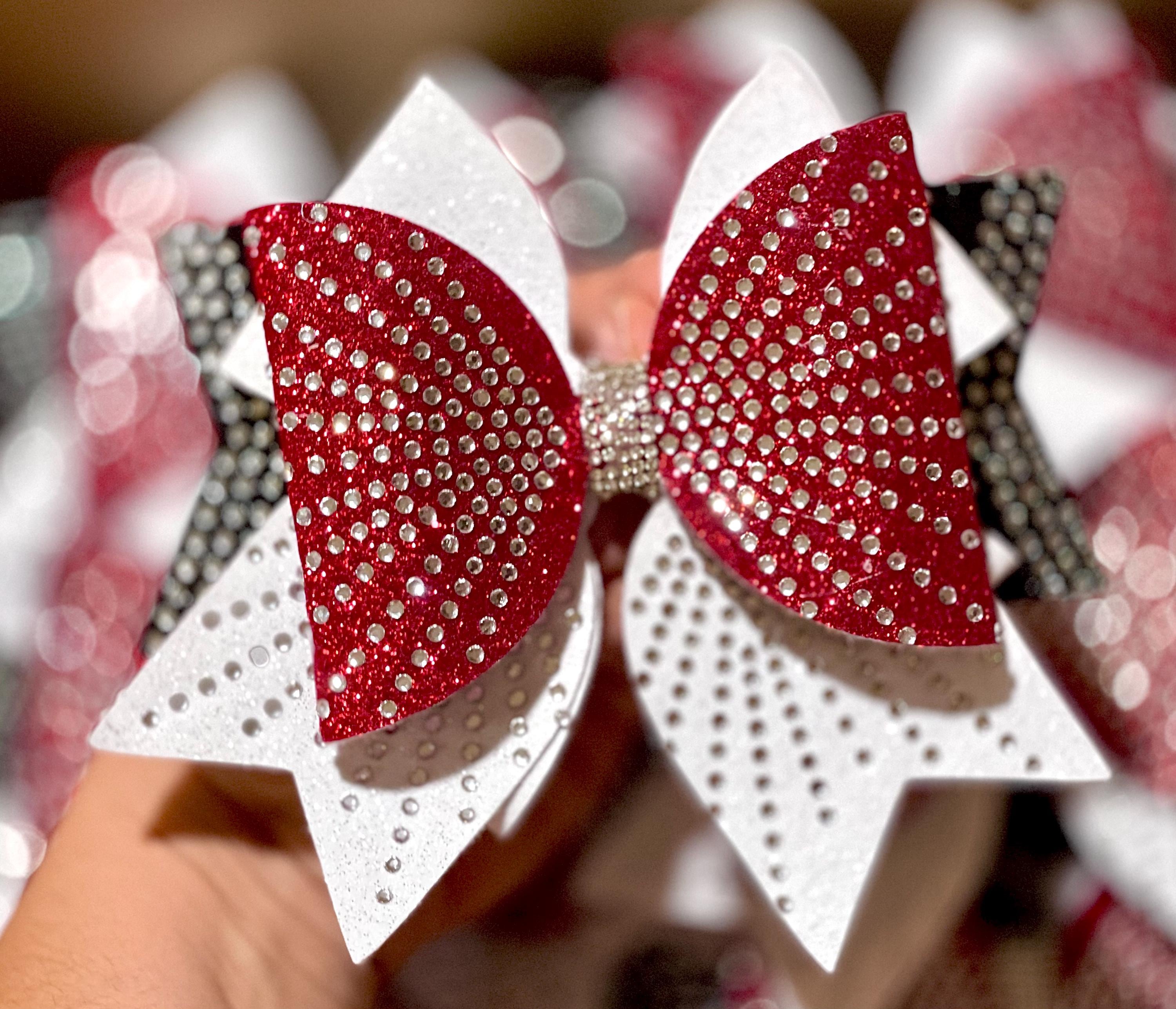 Custom Butterfly Dolly Style Rhinestone Glitter Cheer Bow - TEAM DISCOUNTS AVAILABLE - designed in your team colors