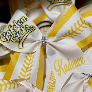 Custom Softball Bow Personalized - designed with your team colors - TEAM DISCOUNTS AVAILABLE